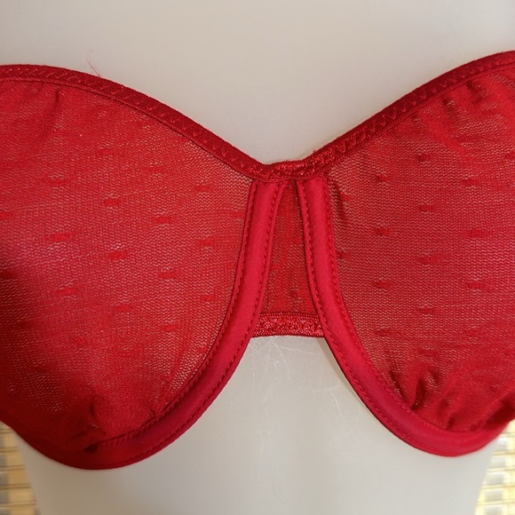 Vintage Bright Red Semi Sheer Mesh Underwire Unlined Bra No Brand - Picture 6 of 15